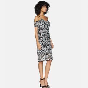 Romeo & Juliet Couture Black White Lace Off Shoulder Sheath Dress - NEW
